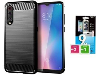 Futerał Carbon Xiaomi Mi9 + szkło hartowane 9H